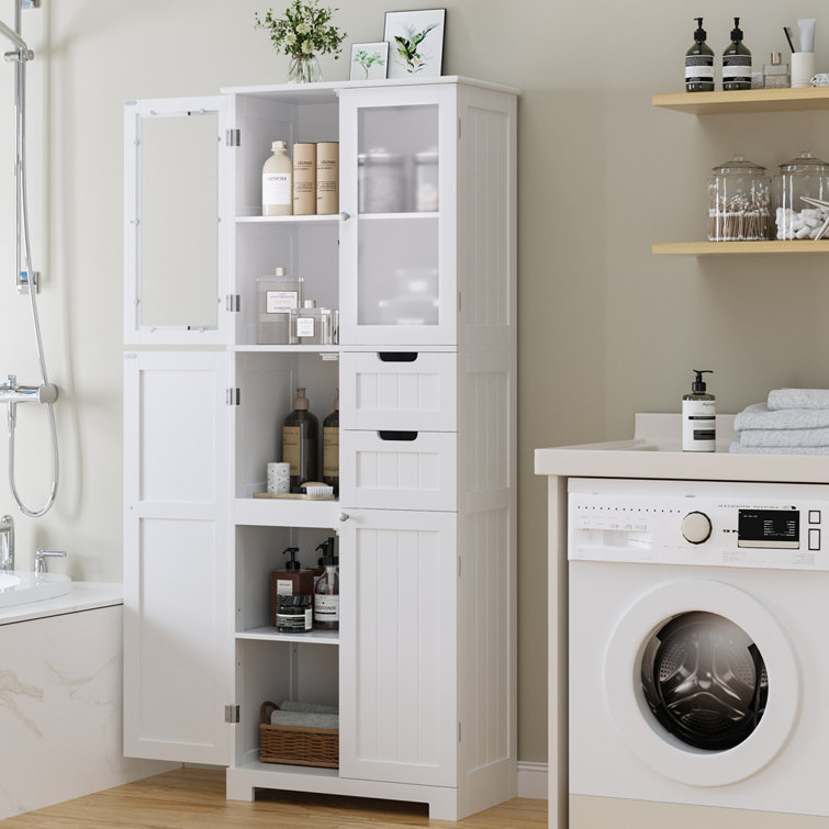 Freestanding white deals cabinet